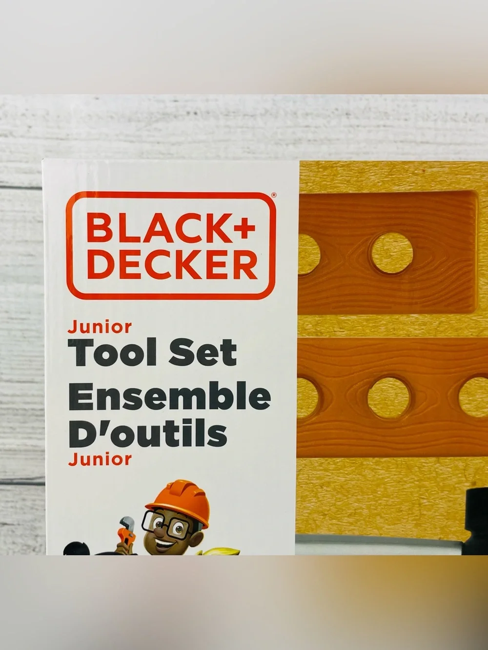Black + Decker Junior Toy Tool Set Realistic Features includes Goggles 16pc NEW
